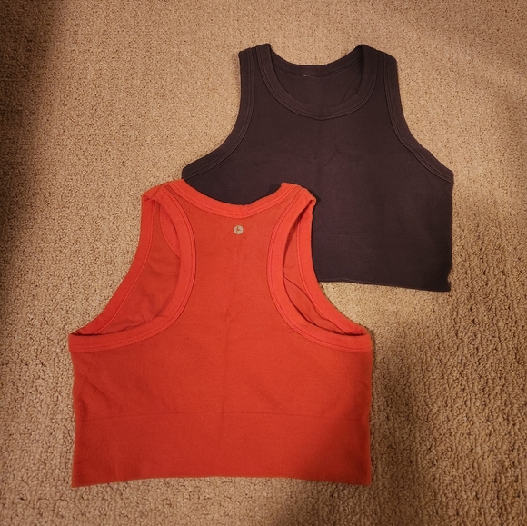 Two Pack 90 Degree By Reflex Crop Top Sports Bras Coral Gray Size Large - Picture 3 of 4